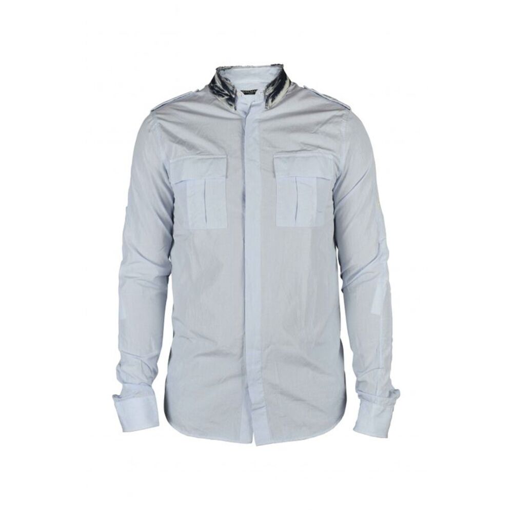 Balmain Men Shirt With Denim Collar